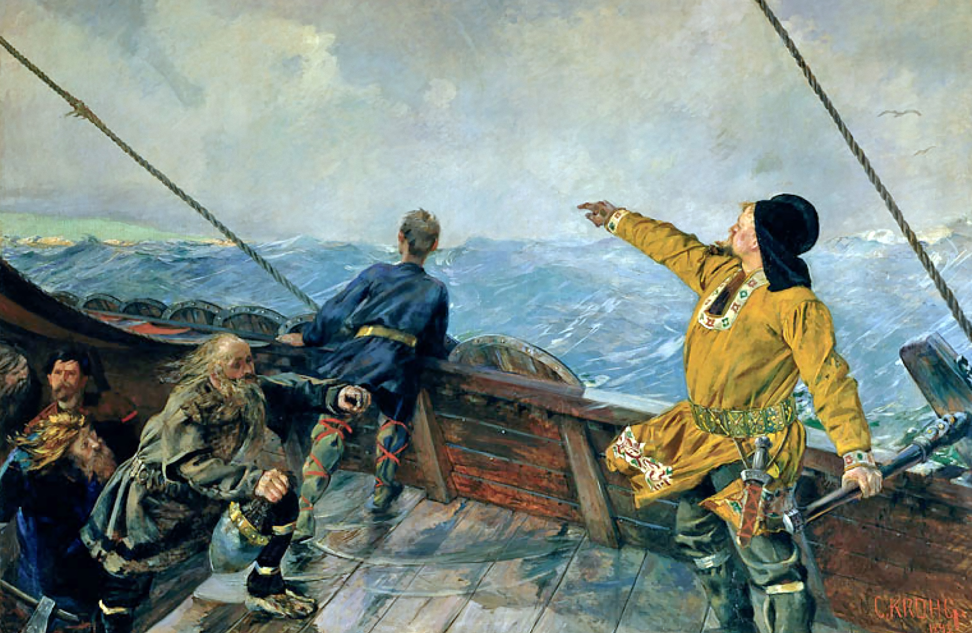 "Лейф Эрикссон открывает Америку", Кристиан Крог, 1893