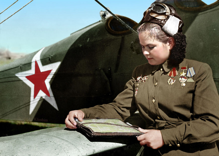 Yekaterina-Ryabova-Russian-Military-Pilot-Heroine-Of-The-Soviet-Army-1945