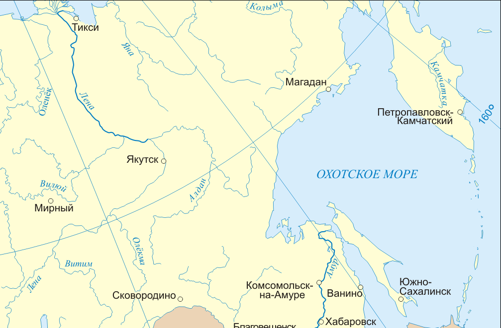 Охотское море карта